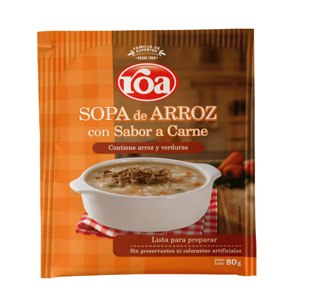 sopas de arroz roa sabor a carne